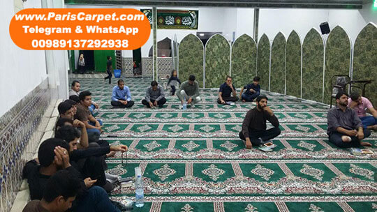 Checkered installation of mosque carpet roll