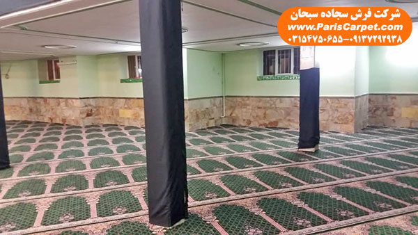 فرش مسجد رنگ سبز کاشان طرح محرابی خضرا