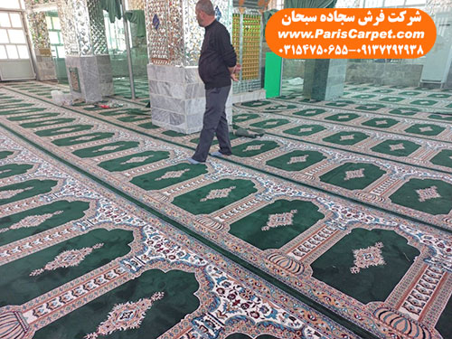 طرح محرابی فرش مسجد رنگ سبز یشمی